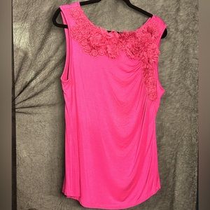 Bisos Bisou  blouse pink with flour details on the left side shoulder XL